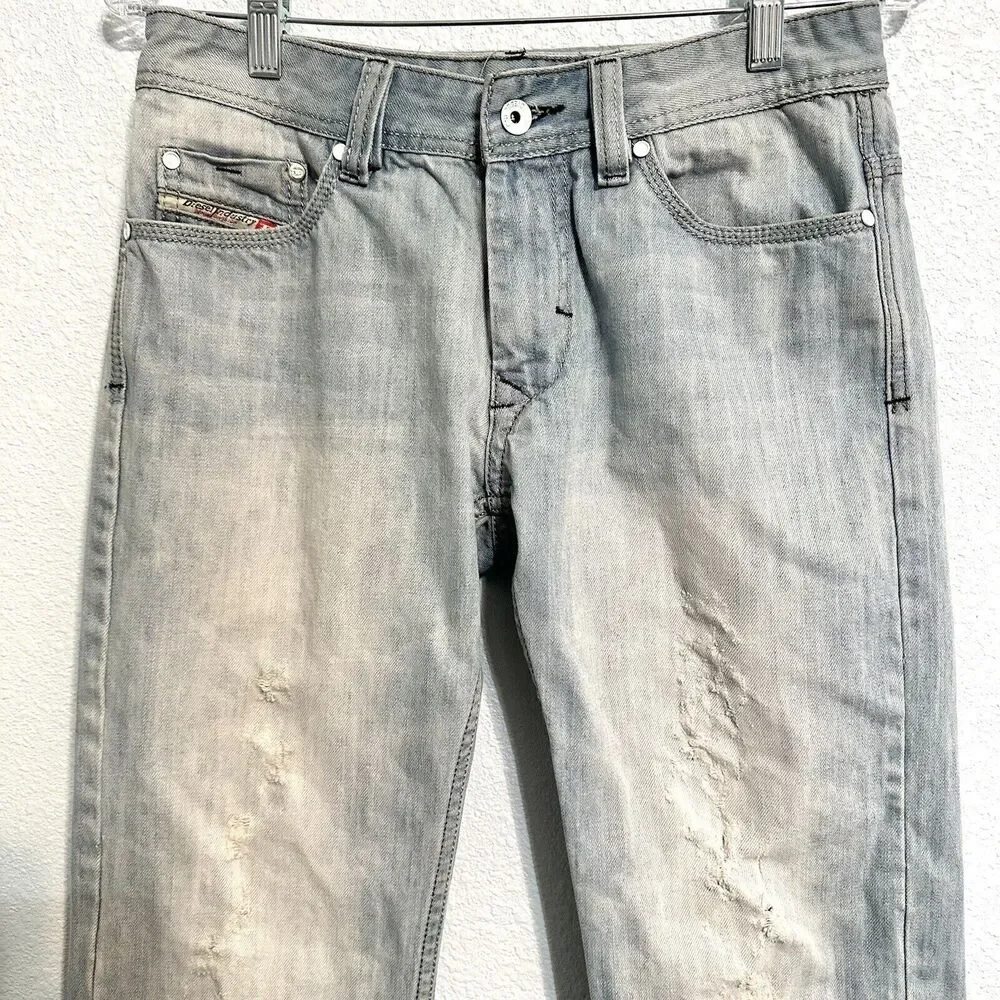 Diesel Adidas Jeans Viker Ad Tag Size 29x34 Actual 30x29 Distressed Blue Denim - Picture 2 of 16